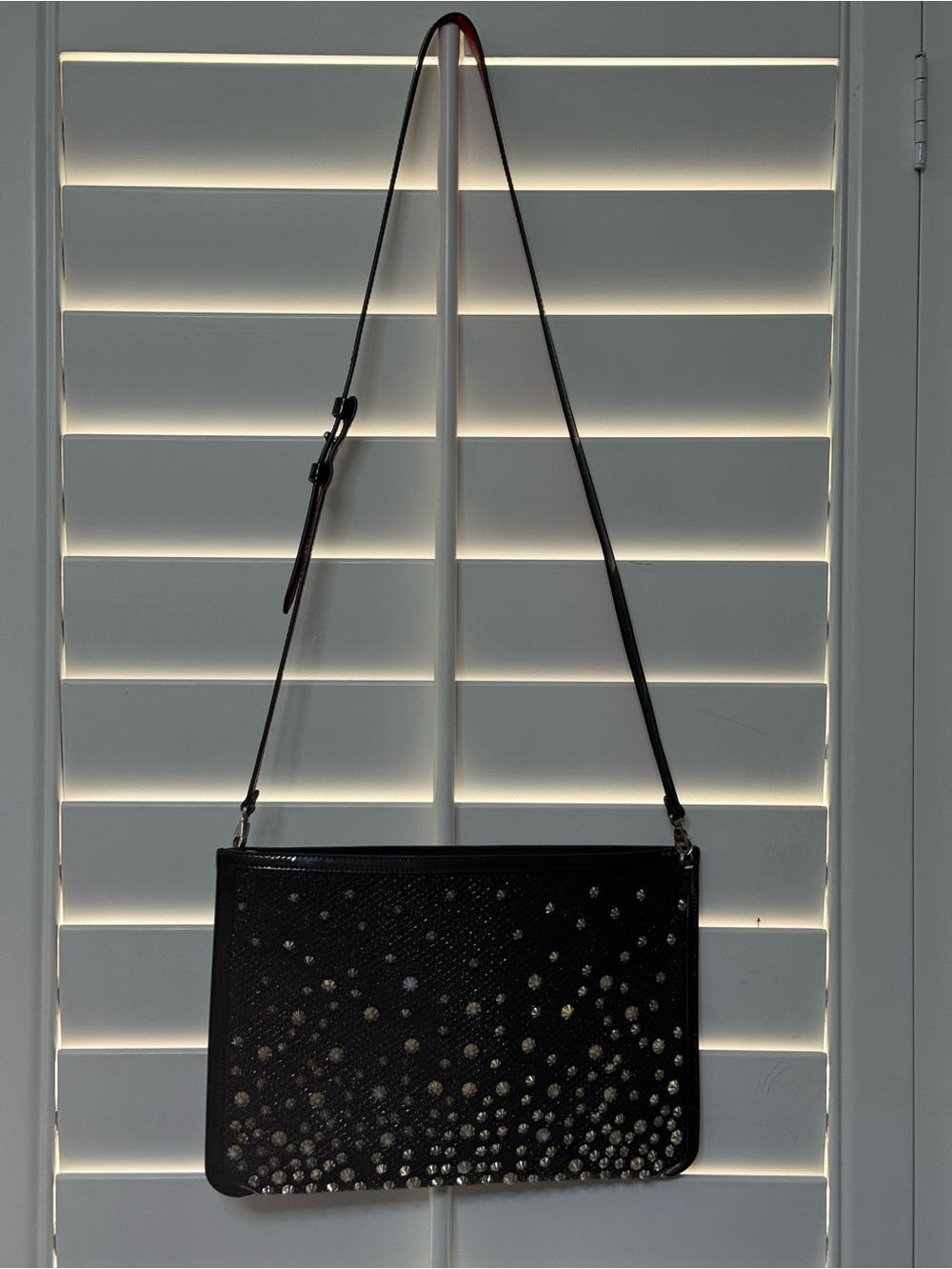 AUTHENTIC Christian Louboutin Black Studded‎ Crossbody + Entrupy COA 🔥 - Picture 2 of 13